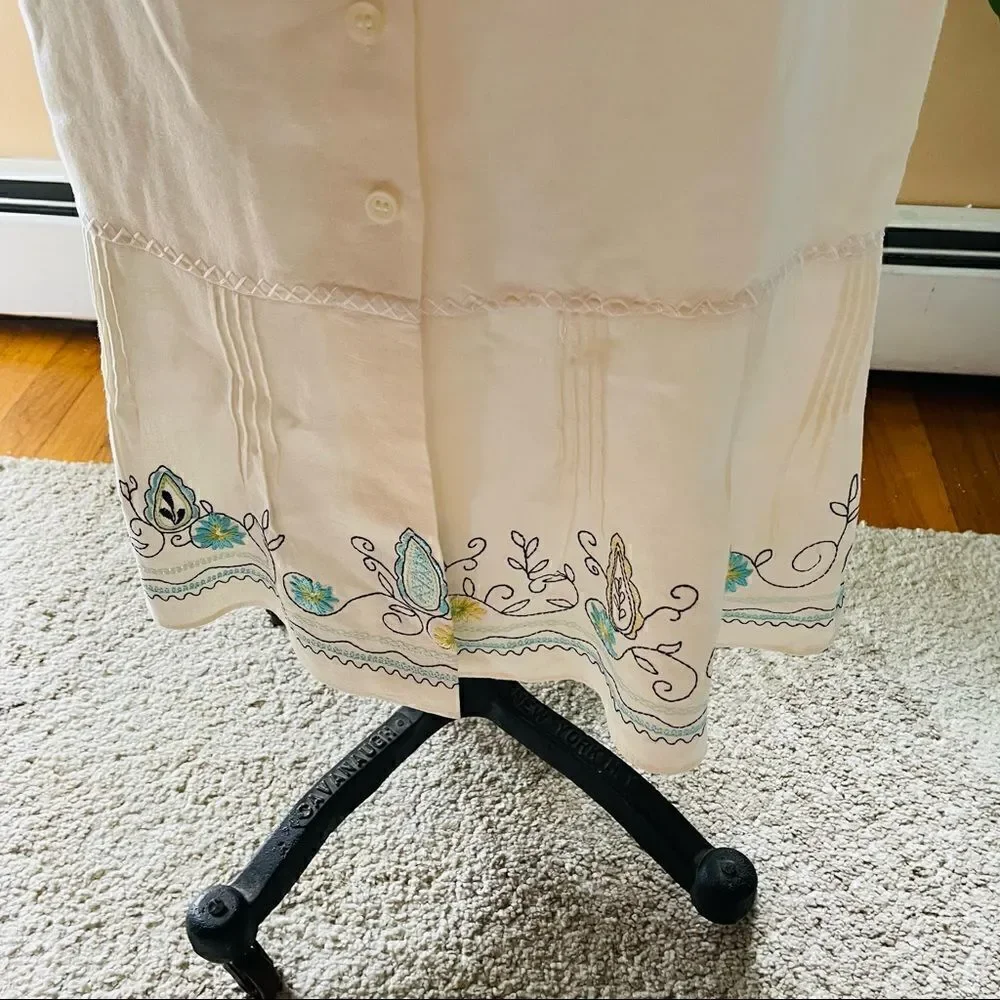 LOFT | long linen embroidered bottom skirt 2P - Picture 4 of 7